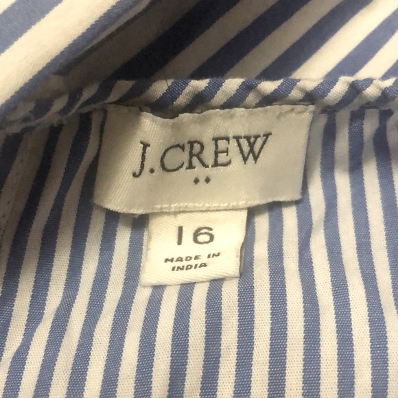 J. Crew blue and white stripe poplin puff sleeve tiered midi dress, size 16 - Picture 5 of 8